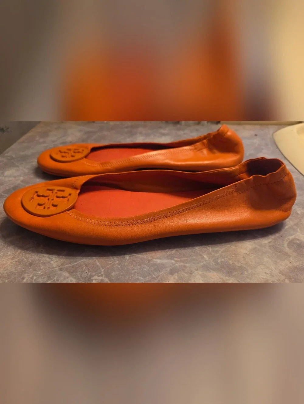 Tory Burch Women’s Orange Leather Ballet Flats